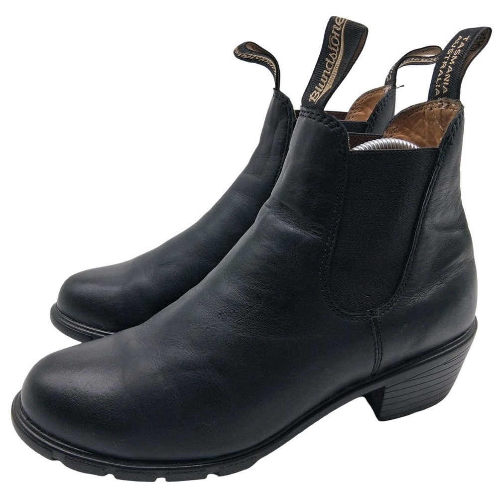 Blundstone Boots Womens Size US 9 Black Leather Chelsea Ankle Block Heel Pull On